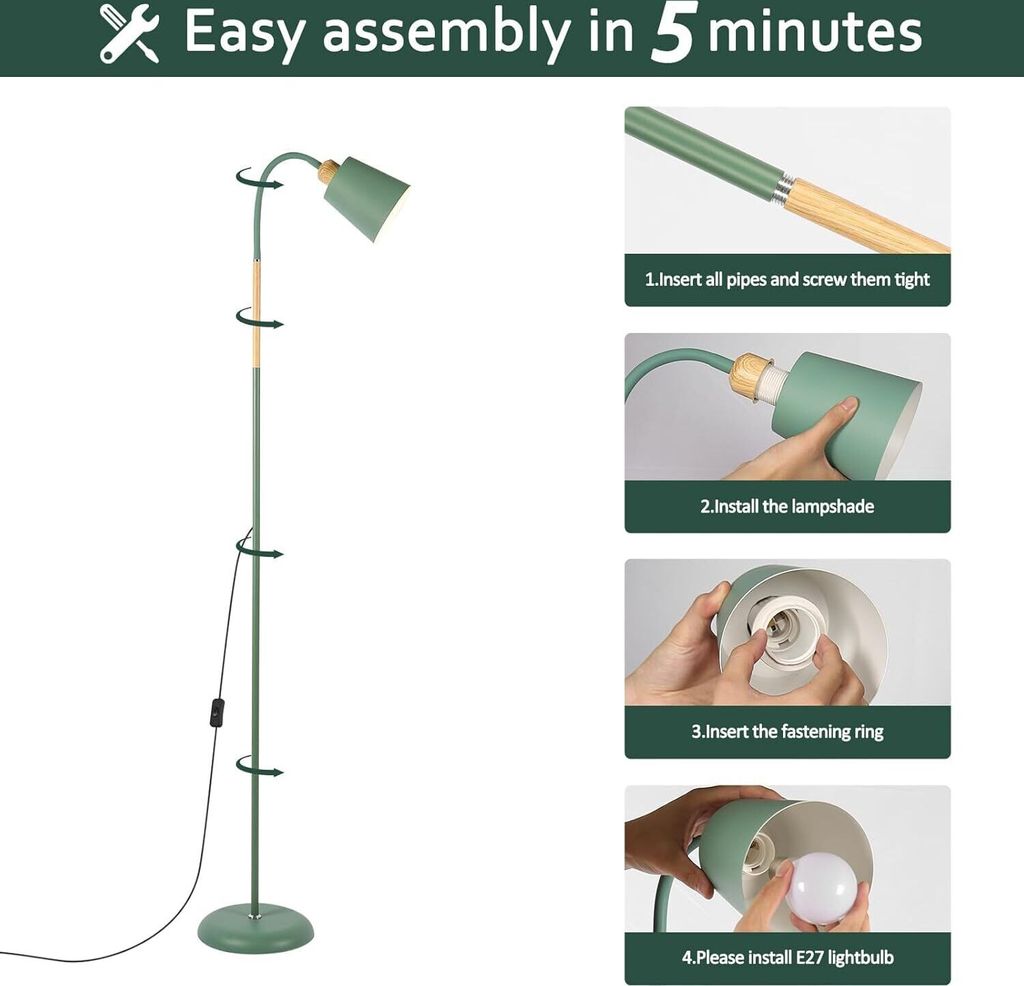 ANTENLICHT Leselampe Stehlampe E27 Fassung Max.60W Produktbild 7