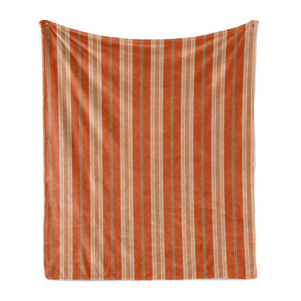 ABAKUHAUS Burnt orange Weich Flanell Fleece Decke, Retro Themed Stripes, Gemütlicher Plüsch für den Innen- und Außenbereich, 125 x 175 cm, Burn...