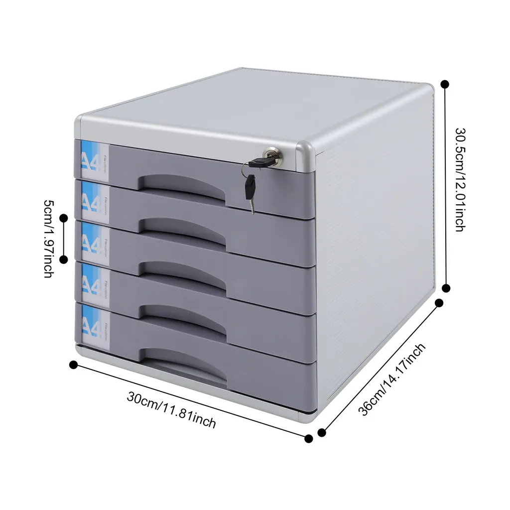 Boîte de rangement documents 5 tiroirs avec serrure de sécurité Pro - 6