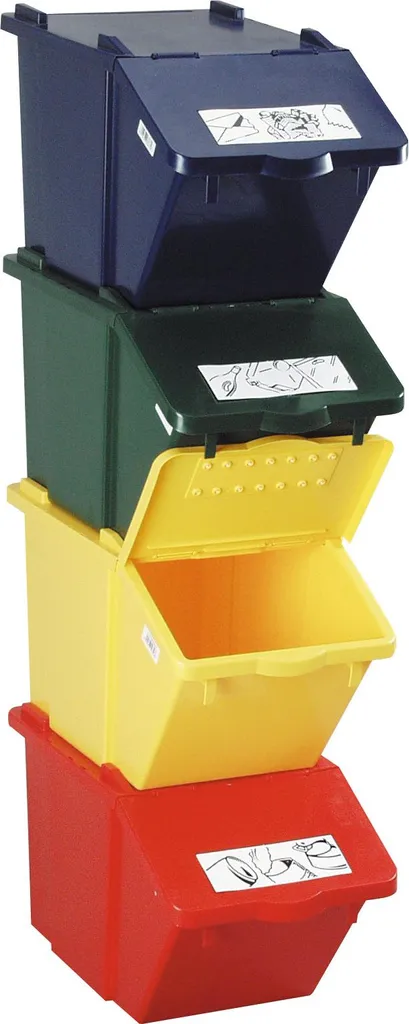 Solution de tri sélectif cuisine 45L bleu - Conteneur 2 étages compact - 4