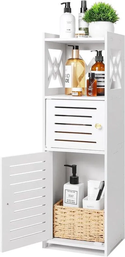 Meuble de rangement salle de bain blanc en bois résistant 1 pièce 80cm