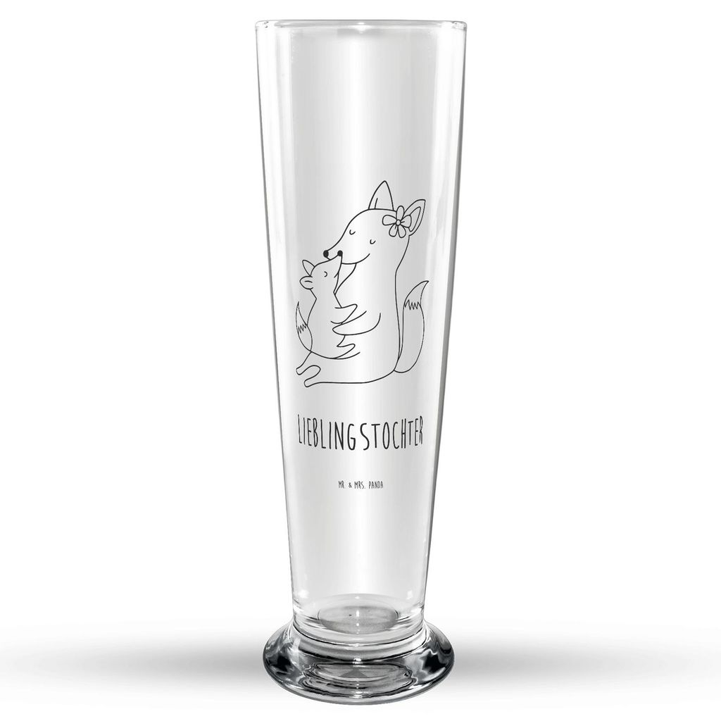 Mr. & Mrs. Panda Bierglas Fuchs Mama - Transparent - Geschenk, Mutter, Schoß, Tochter, Muttertag, Glasbierglas, Bierbecher, Bier Glas, Trinkglas, ...