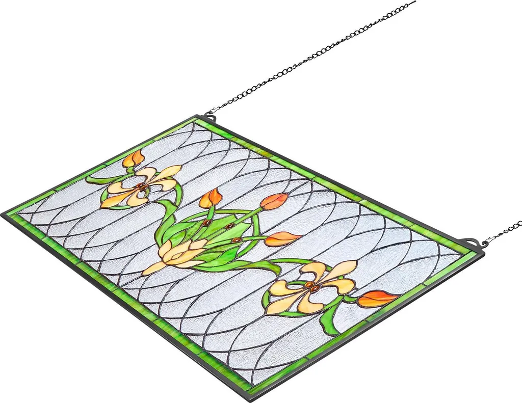 Vitrail Tiffany Multicolore avec Chaîne de Suspension - Format 81x43 - 11