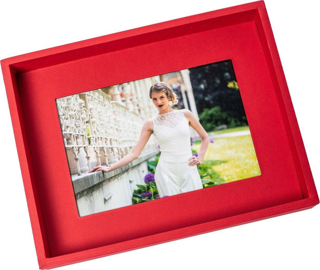 HNFD Passepartout Bilderrahmen 10x15 cm rot zum Hinstellen und Hinhängen