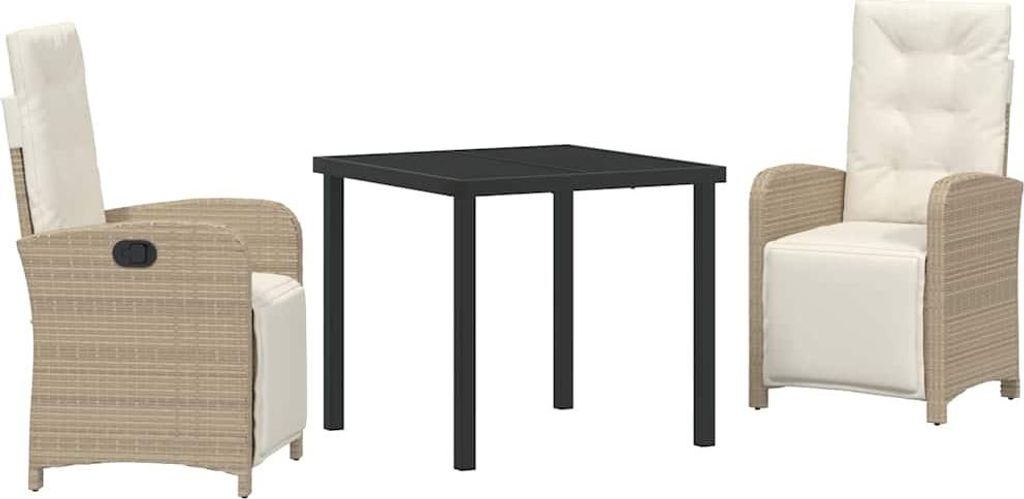 Garten Essgruppe mit Kissen 3 pcs Beige Poly-Rattan
