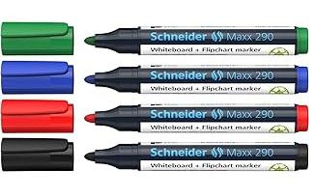 Schneider Maxx 290 Marker (für Whiteboards und Flipcharts, Rundspitze 2-3 mm Strichstärke, rückstandsfrei trocken abwischbar, hohe Qualität, kr...