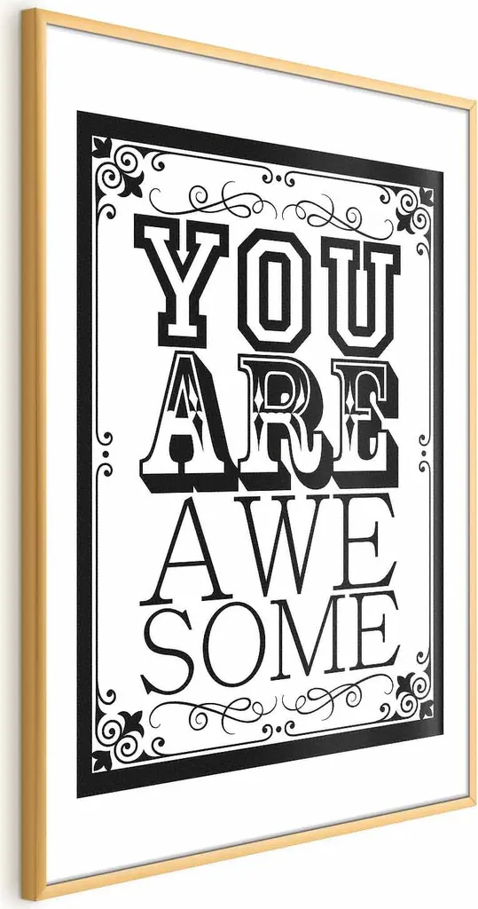 Quadro Decorativo You Are Awesome 40x60 Cornice Dorata Elegante