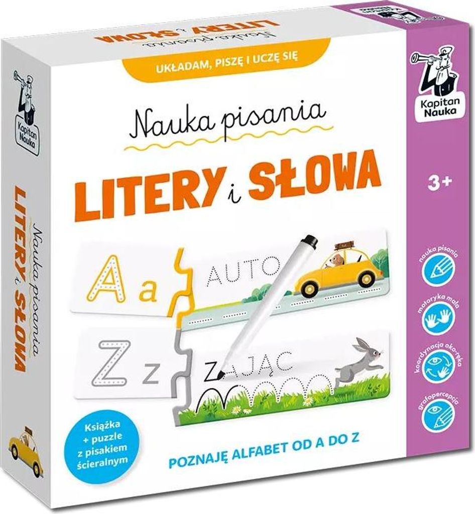 Nauka pisania. Litery i słowa. Książka + puzzle do pisania