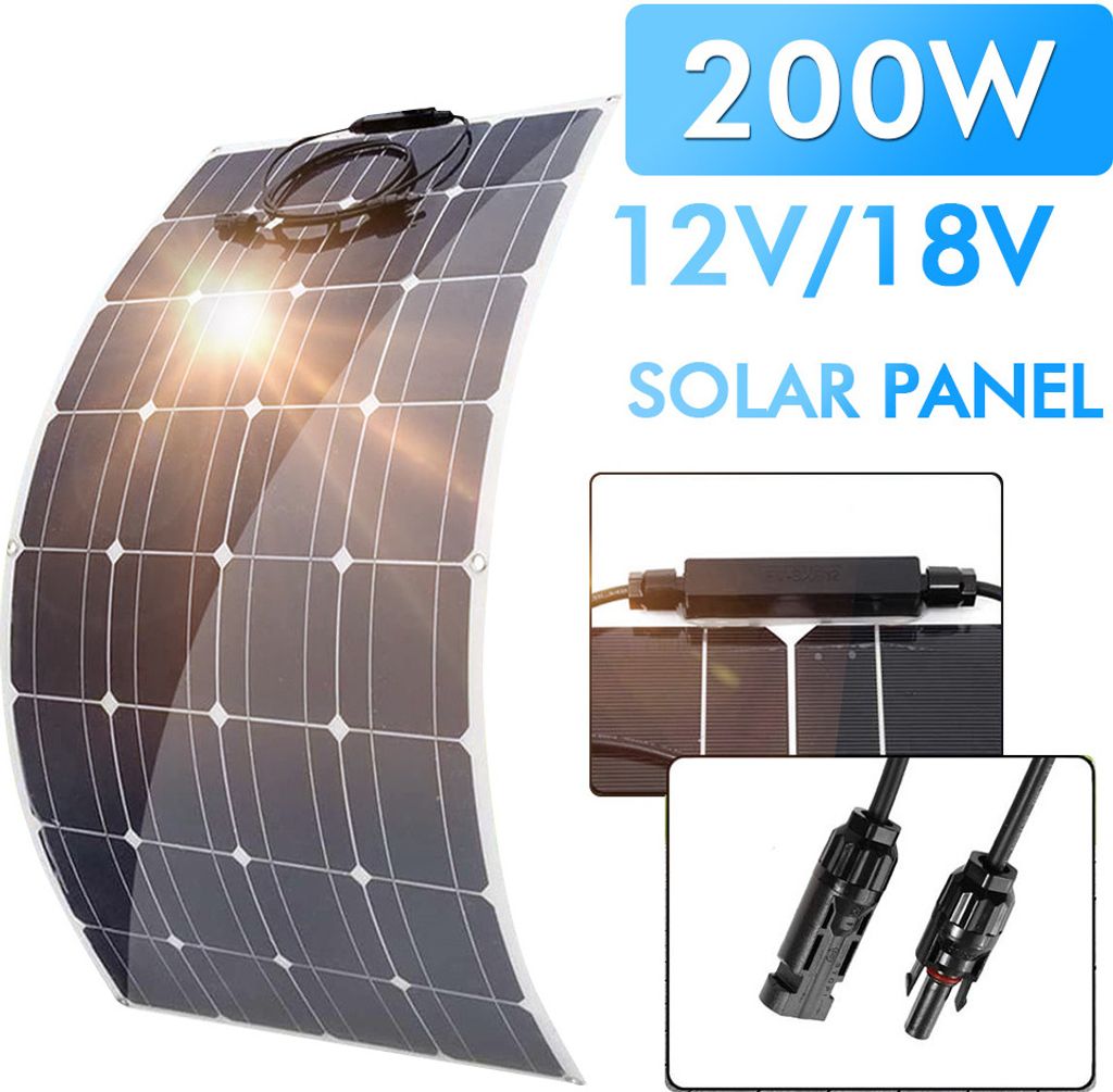200W 12V/18V Flexibles Solarpanel Monokristalline Flexible Solarmodul für Batterien Wohnmobile Camper Van Boote Balkon und andere unebene Ober