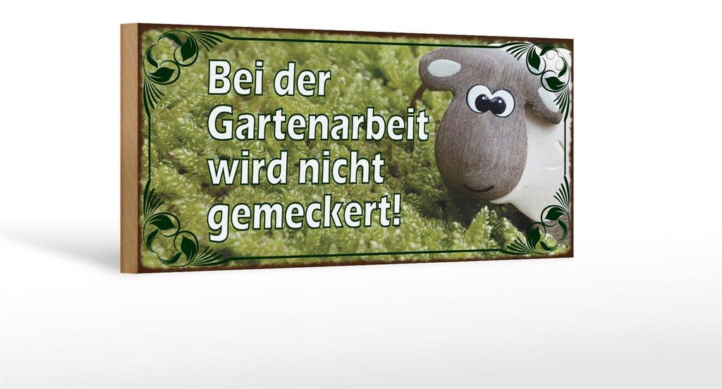 Holzschild Spruch 27x10cm bei Gartenarbeit nicht meckern Produktbild 