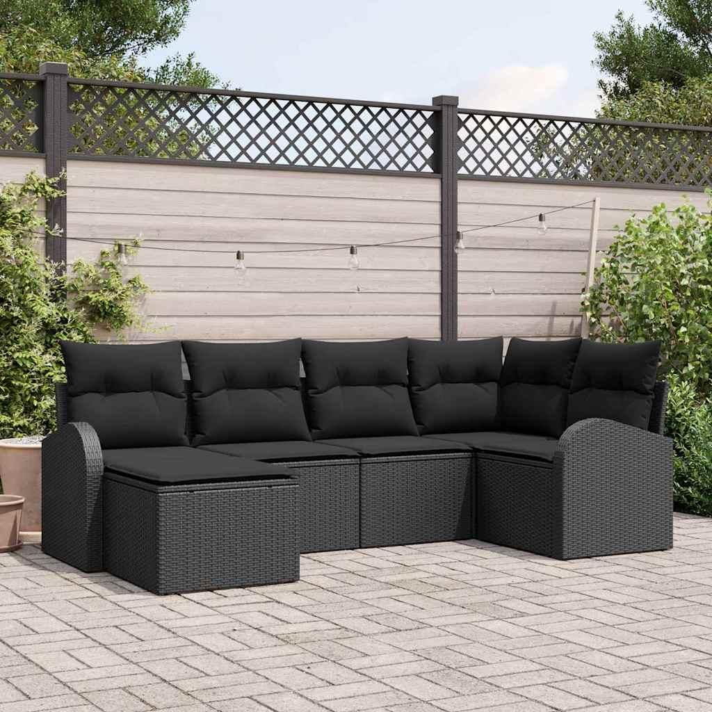 "Rabatt" Gartensofa-set - Balkonmöbel/Terrassenmöbel - 6 pcs Schwarz Poly-Rattan - Lounge-Dining set CC12519