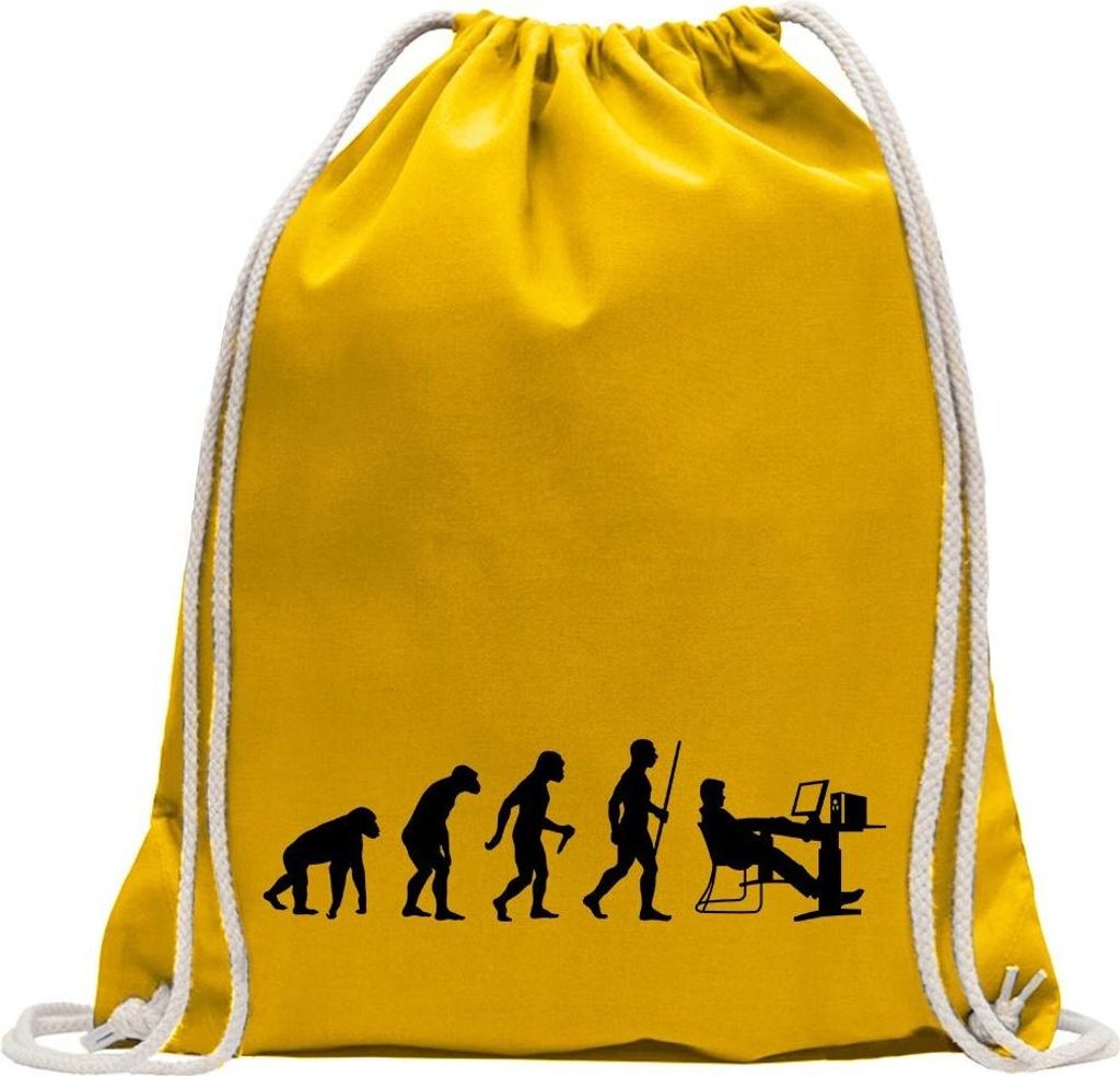 Kiwistar - Turnbeutel - gelb - Computer Gamer Evolution - Fun Rucksack Sport Beutel Gymsack Baumwolle mit Ziehgurt