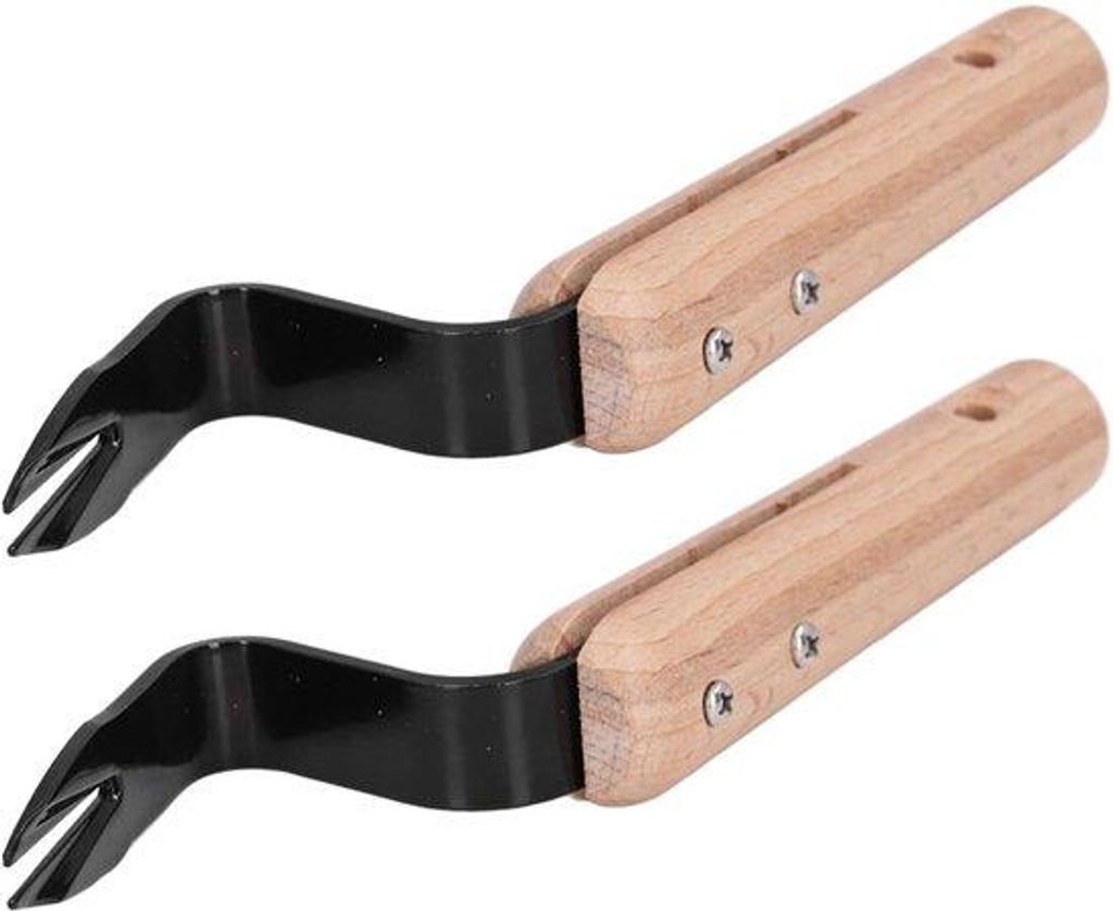 2er Zweigartige Hand-Weed-Trekker mit Holz-Handgriff, Onkruid-Schop für den Garten