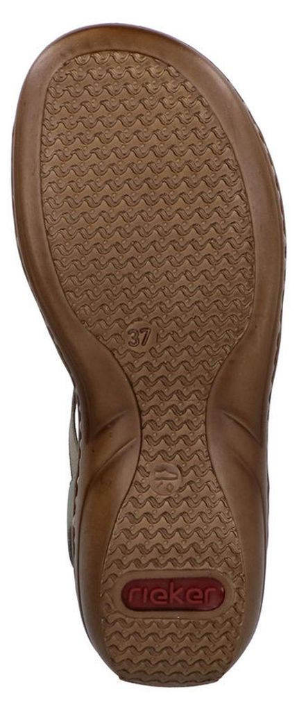 Rieker Damen Sandale T-Riemen mit Cut-Outs und Strass Weite E 1/2 60883, Größe:38 EU, Farbe:Grün