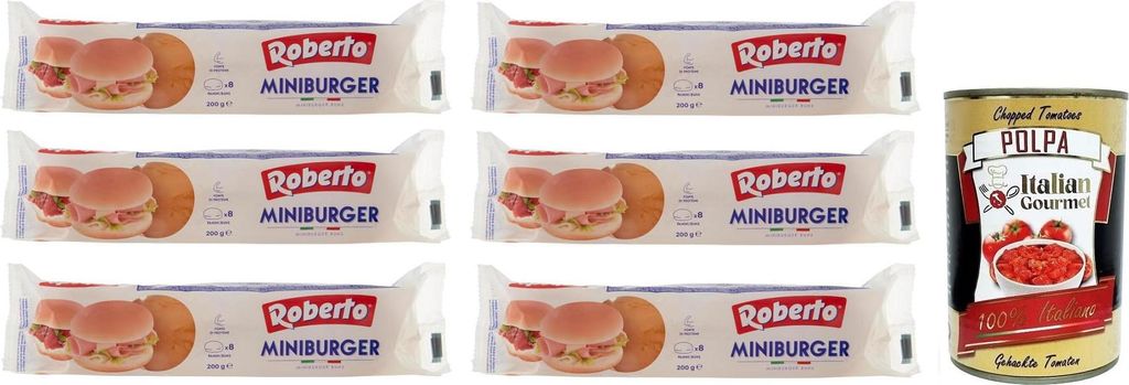 6x Roberto Miniburger Brot,Packung mit 200g, Jede Packung Produktbild 