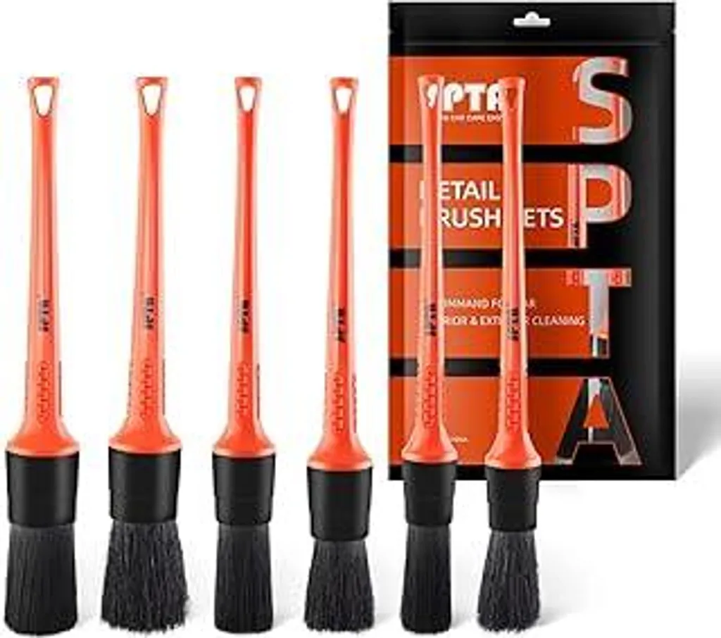 6 Spazzole Pulizia Motore e Interni Auto: Kit Detailing Antigraffio