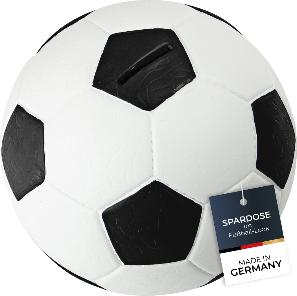 Spardose im Fußball-Look von HMF mit 15 cm Durchmesser in Weiß