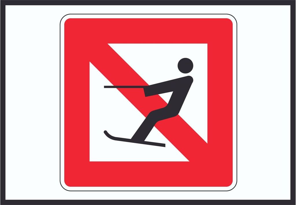 Wasserskilaufen verboten! Symbol A6 Rückseite selbstklebend