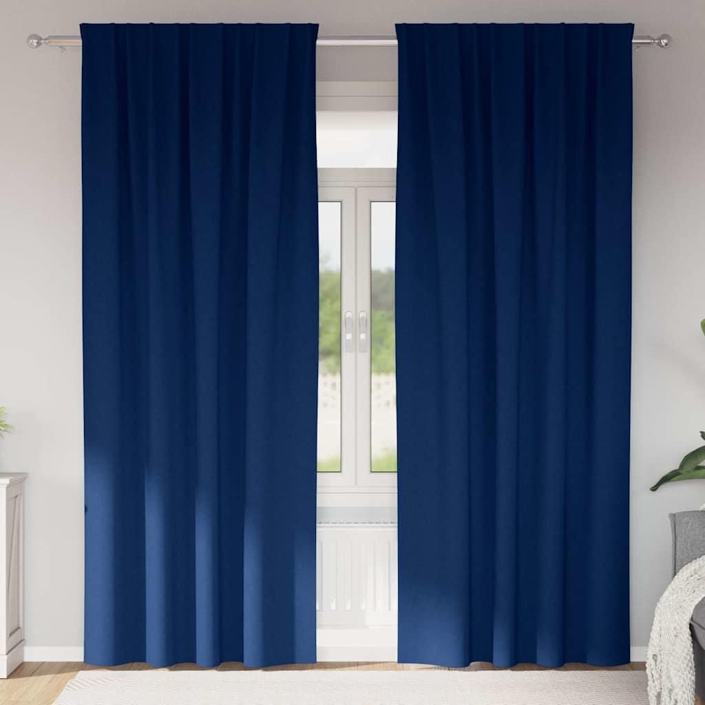 Möbel Vorhänge mit Vorhängen 2 pcs Dunkelblau 225 x 140 cm Polyester - Gardinen & Vorhänge 4107475