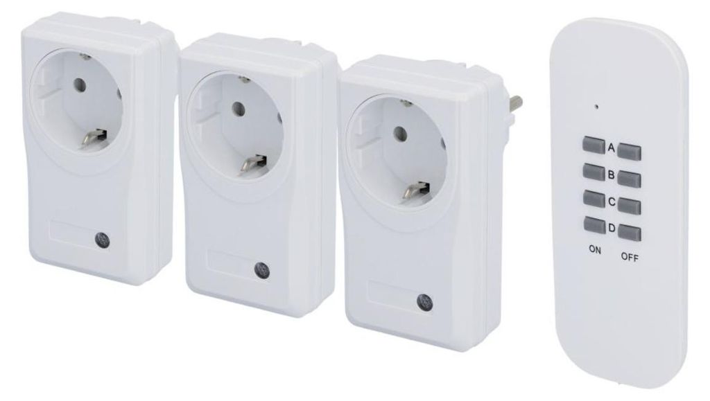 Funkfernschalter-Set 3+1 weiß 3x Funk-Zwischenstecker 1x Produktbild 
