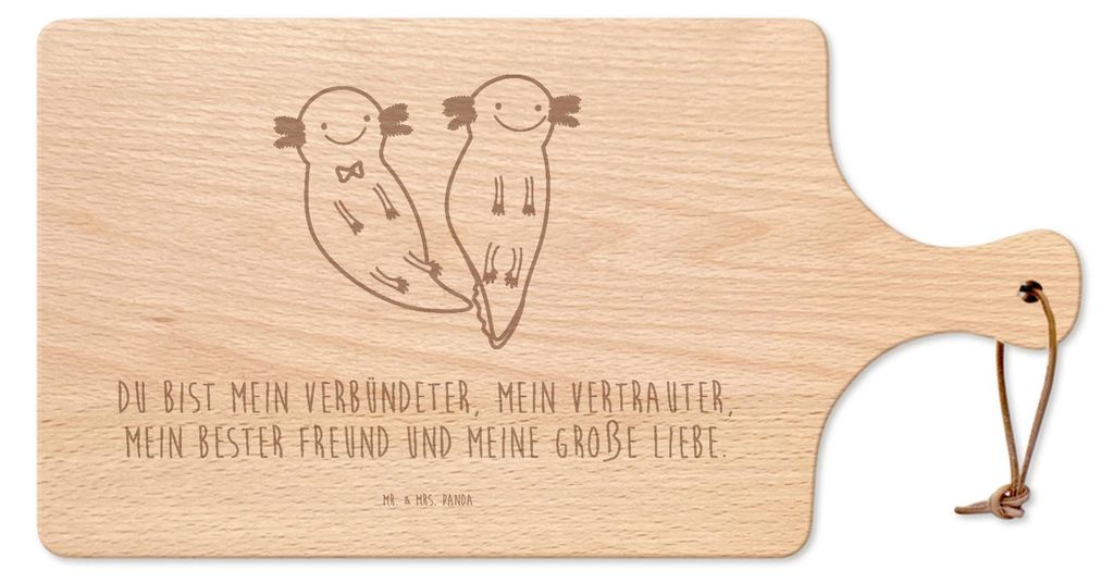 Mr. & Mrs. Panda Holzbrett Axolotl Freundin - Transparent - Geschenk, holzschneidebrett, Frühstücksbrett, Schwanzlurch, Jahrestag, Brett, schneid...