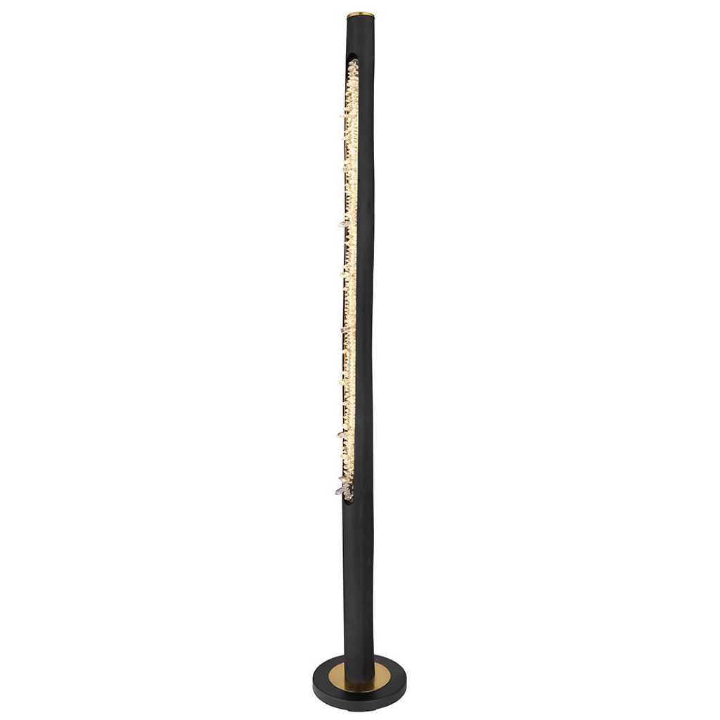 LED Stehleuchte, Dimmer, schwarz, Kristalle, H 151 cm