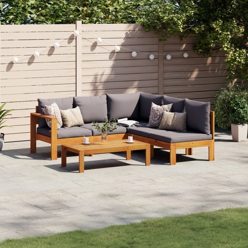 Möbel 4-tlg. Garten-Sofagarnitur mit Kissen Massivholz Akazie - Balkonmöbel 3214870