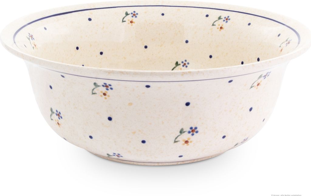 Original Bunzlauer Keramik 2 Liter Schüssel Schale Ø24,5 cm Rührschüssel Salatschüssel Beilagenschüssel Obstschale [Form 4] im Design 111