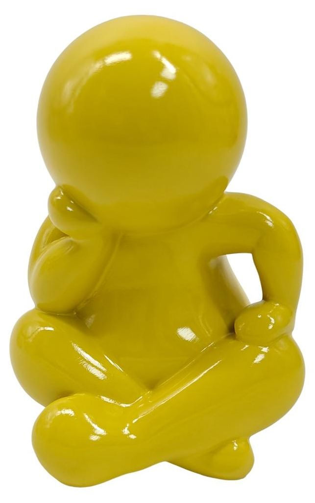 Present Time - Ornament Amigo Sitting Medium - Goldgelb - 11.3x10.2x16.3cm