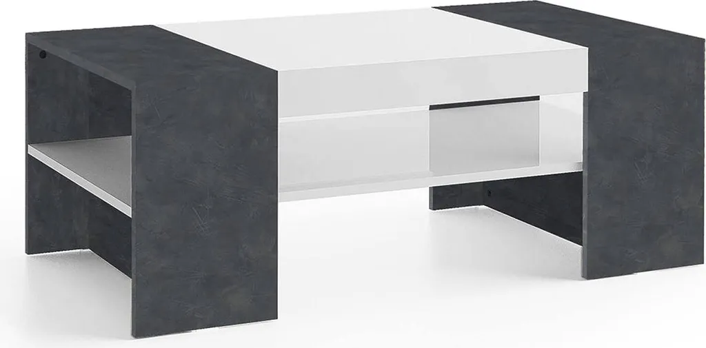 Table Basse 110x60 cm pour Salon Contemporain, Meuble Blanc Fabriqué Italie