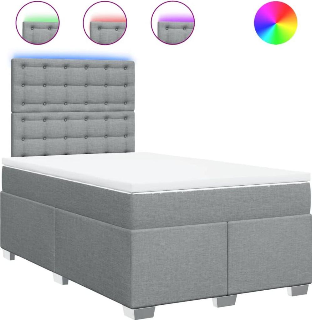 vidaXL Boxspringbett mit Matratze Hellgrau 120x200 cm Stoff