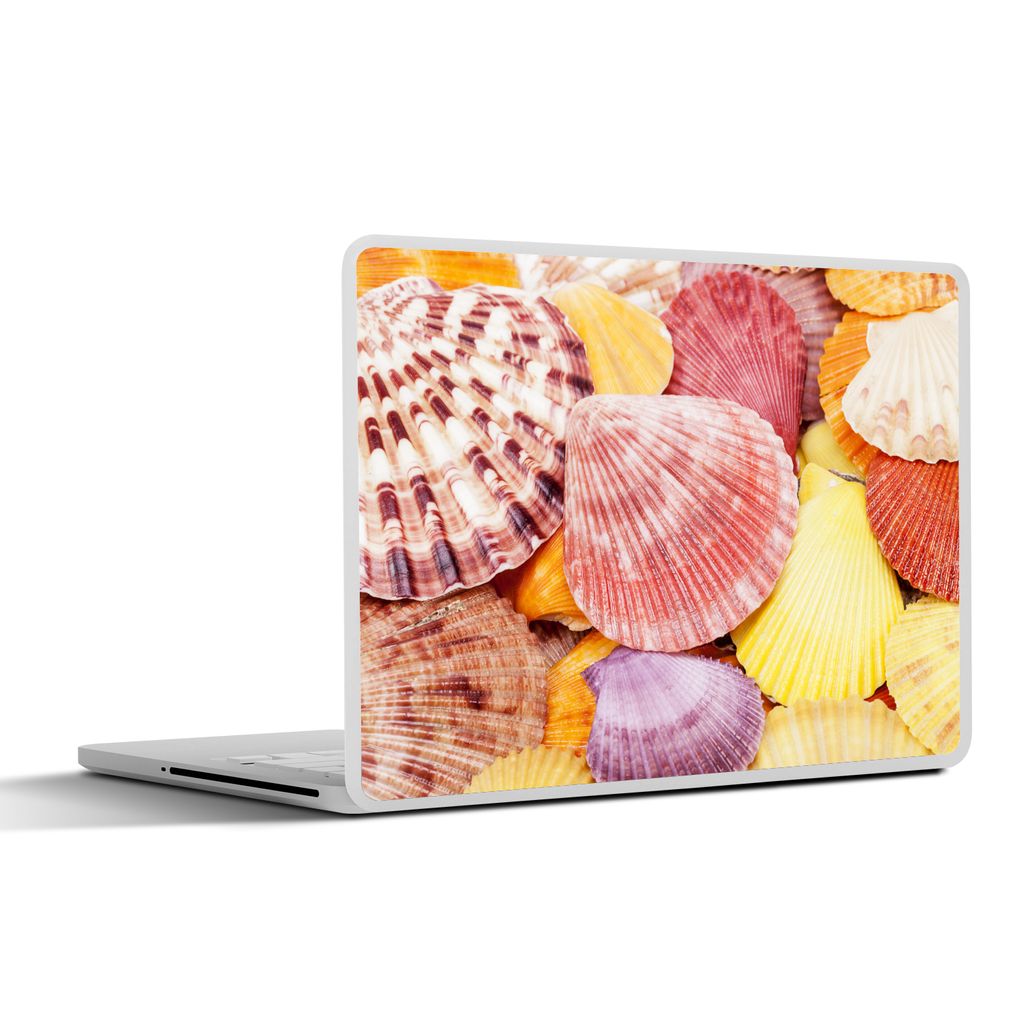 MuchoWow Laptop Aufkleber Sticker Cover Muscheln - Rot - Gelb - Strand - Sommer 31x22.5 cm - Laptop-Deko