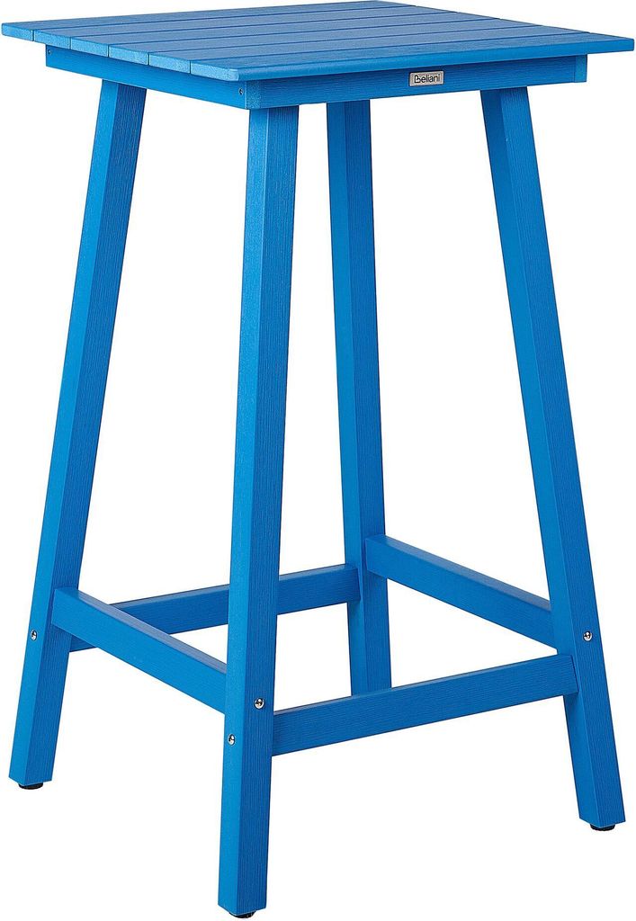 BELIANI Gartentisch Blau Kunstholz Quadratisch 60 x 60 cm Holzoptik Muskoka Adirondack Stil Terrasse Out- & Indoor Hochtisch Bartisch