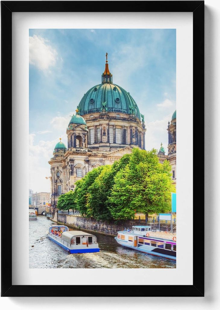 Berliner Dom Deutschland– Wandbild mit Rahmen – Gerahmtes Bild – Wanddekoration – 40x60 cm – Schwarz