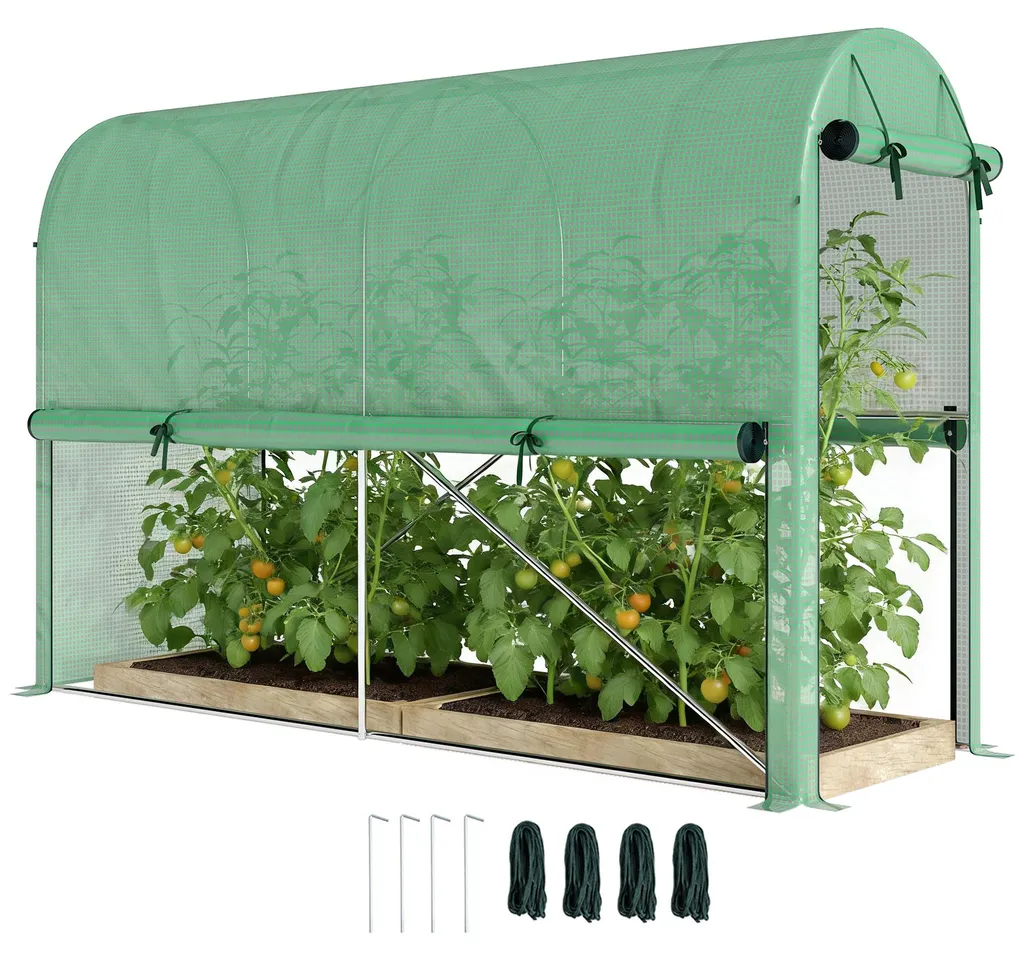 Serre de jardin avec porte zippée et bâche 140g/m2 en acier renforcé