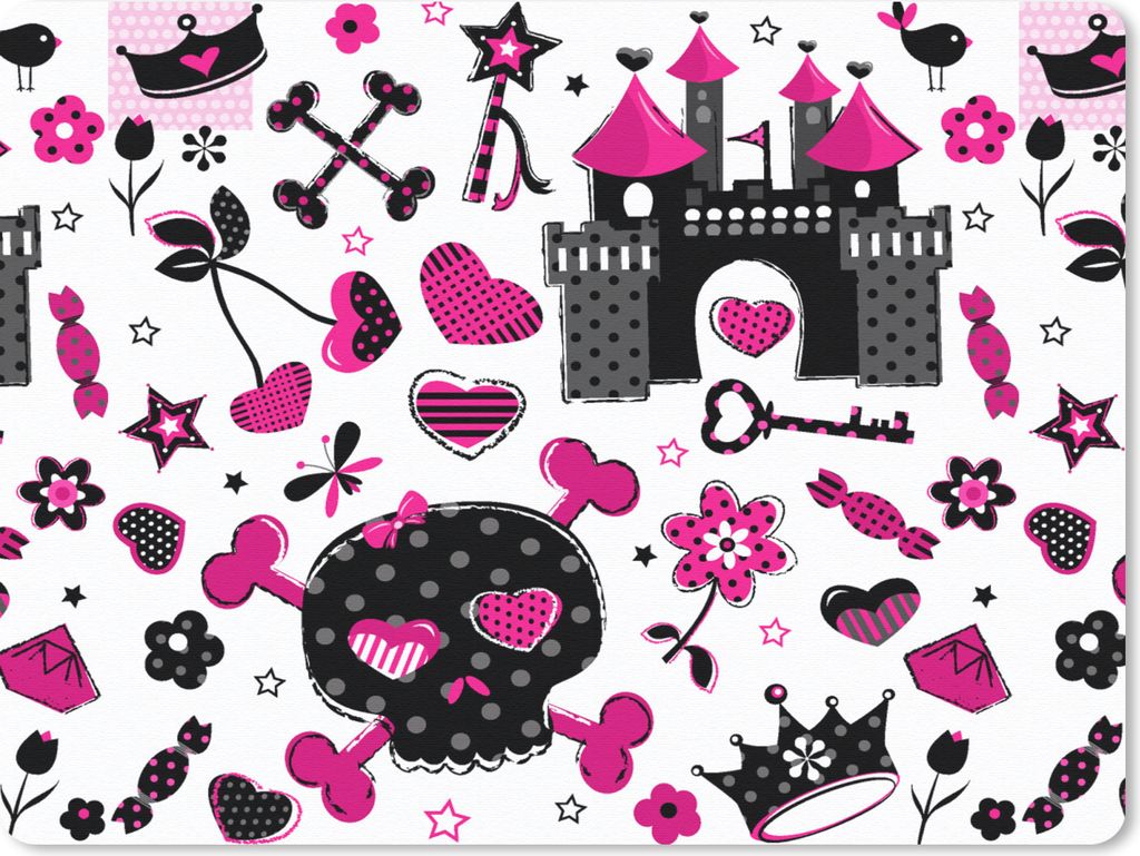 MuchoWow Mauspad Mousepad Mädchen - Krone - Herz - Muster - Mädchen - Kind - Kinder 23x19 cm - Mousepads - Maus Mat - Pad - Mausunterlage - Sch...