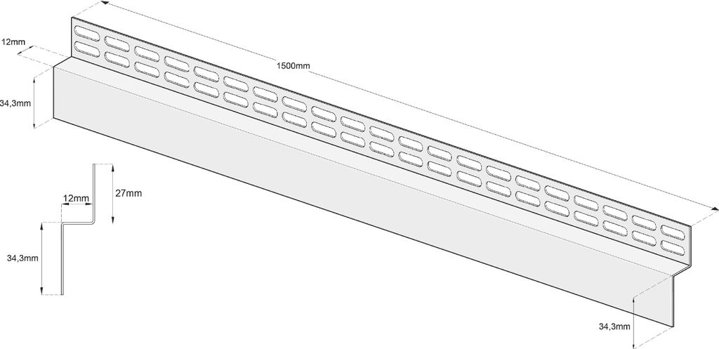 Aquabad Edelstahl Gefälle Wandprofil Clive Wall für begehbare Dusche 150cm, gerade, 10 / 12mm (Fliese/Kante)