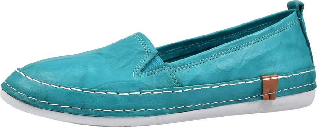 Andrea Conti Damen Slipper Leder bequem sportlicher Look Stretcheinsatz 0024819, Größe:40 EU, Farbe:Blau