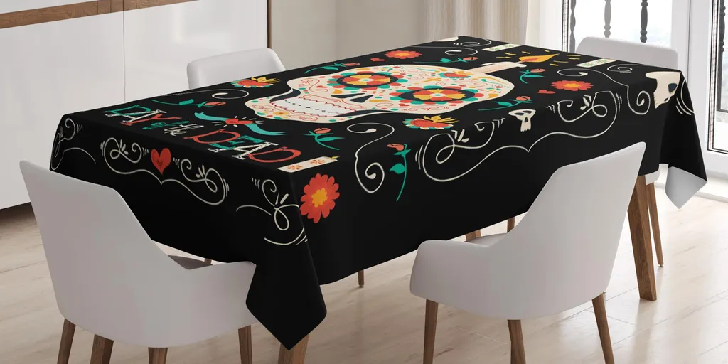 Tovaglia ABAKUHAUS Teschi Messicani 140x200 - Arredo Dia de los Muertos
