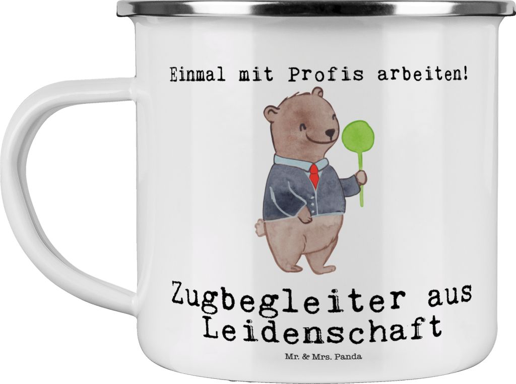 Mr. & Mrs. Panda becher emaille Zugbegleiter Leidenschaft - Weiß - Geschenk, Kaffeepott, Tasse, Pott, Haferl, Teetasse