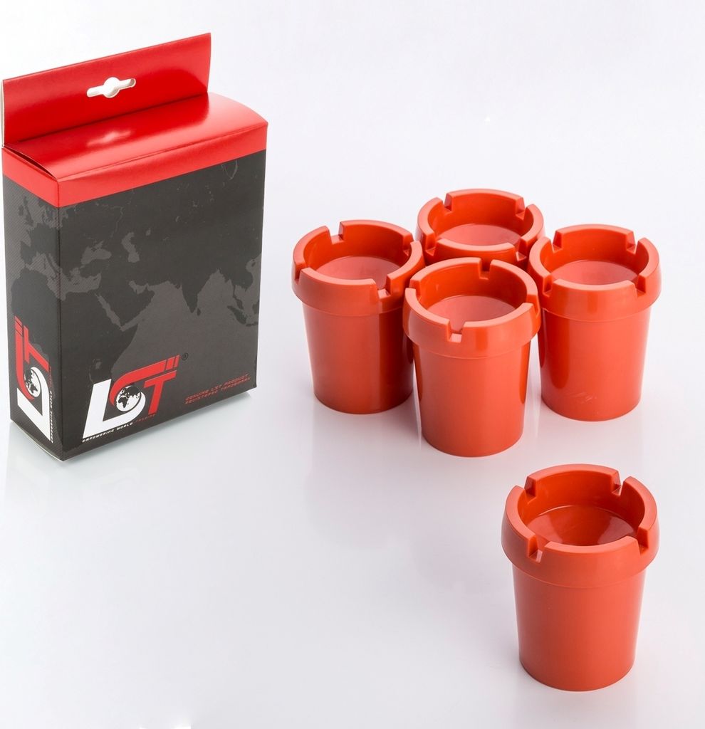 5x Aschenbecher Sturmaschenbecher rauchfrei Getränkehalter orange Kunststoff