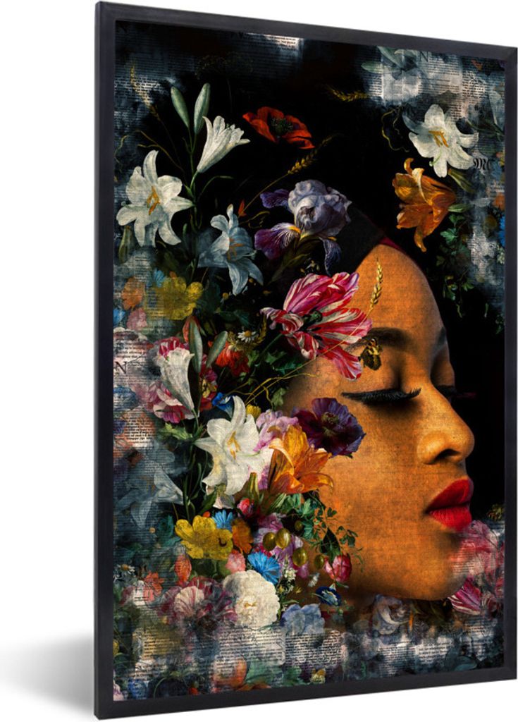 MuchoWow MuchoWow Gerahmtes Poster Abstrakt - Frau - Natur 40x60 cm - Poster mit zchwarzem Bilderrahmen - Papierdruck - Wandbilder