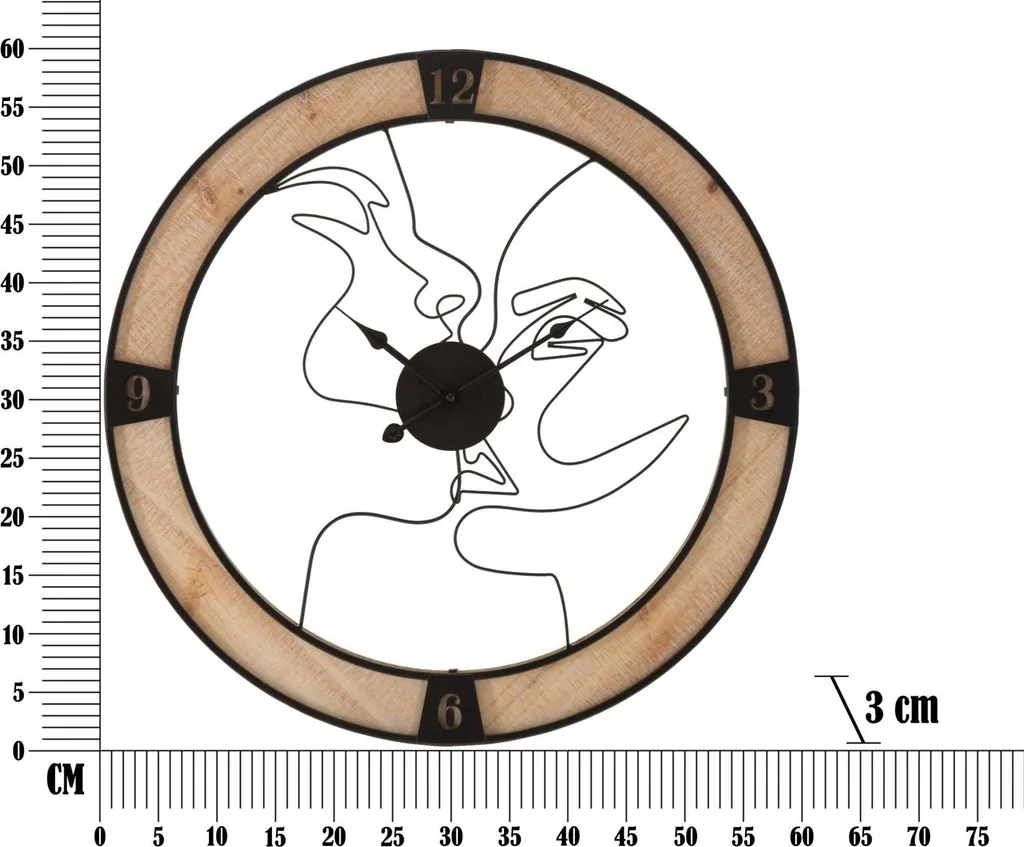 Set de 2 horloges murales design industriel 60 cm en métal et bois doux - 6