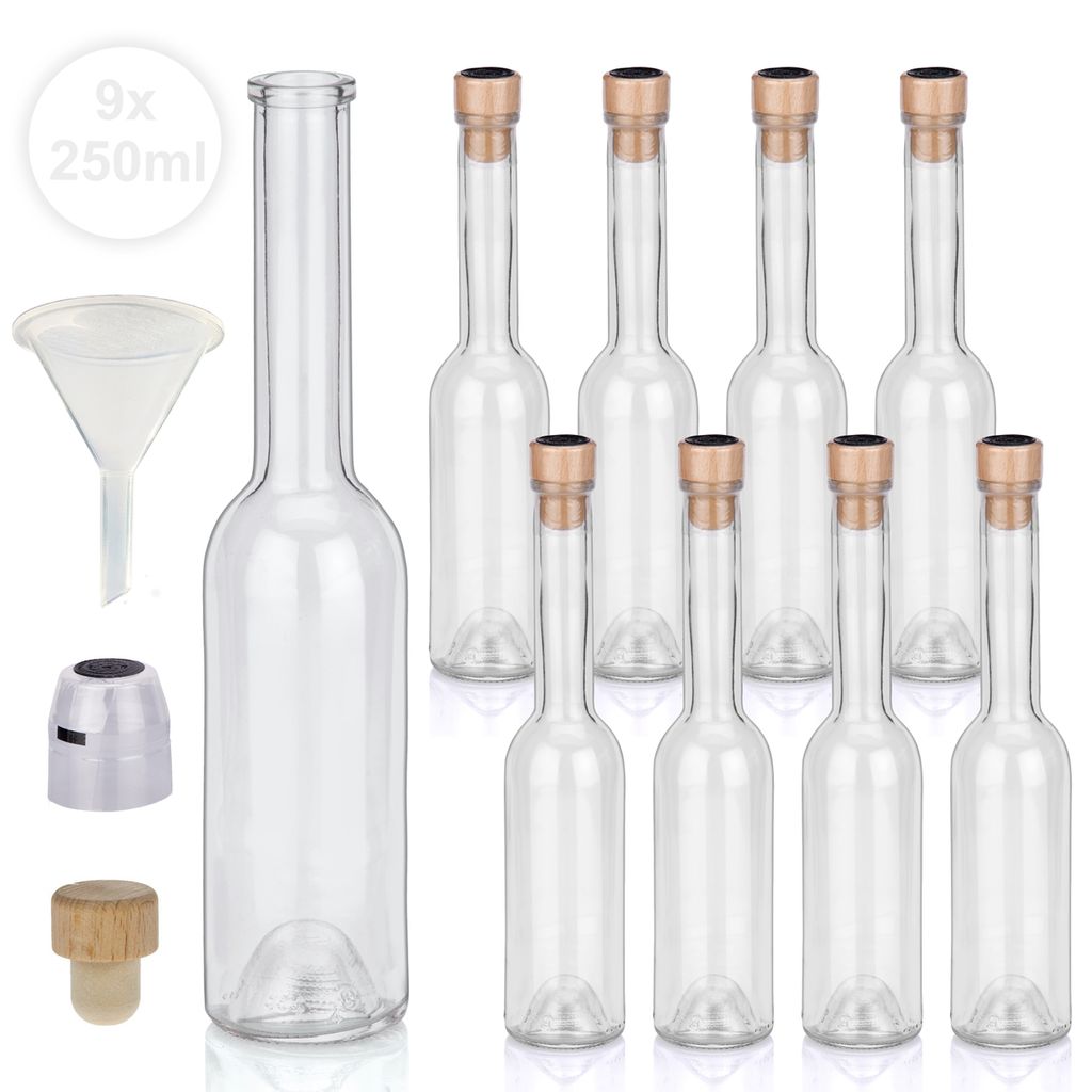 6 x 250 ml Flasche mit Schraubverschlüss Glasflasche für Liköre 