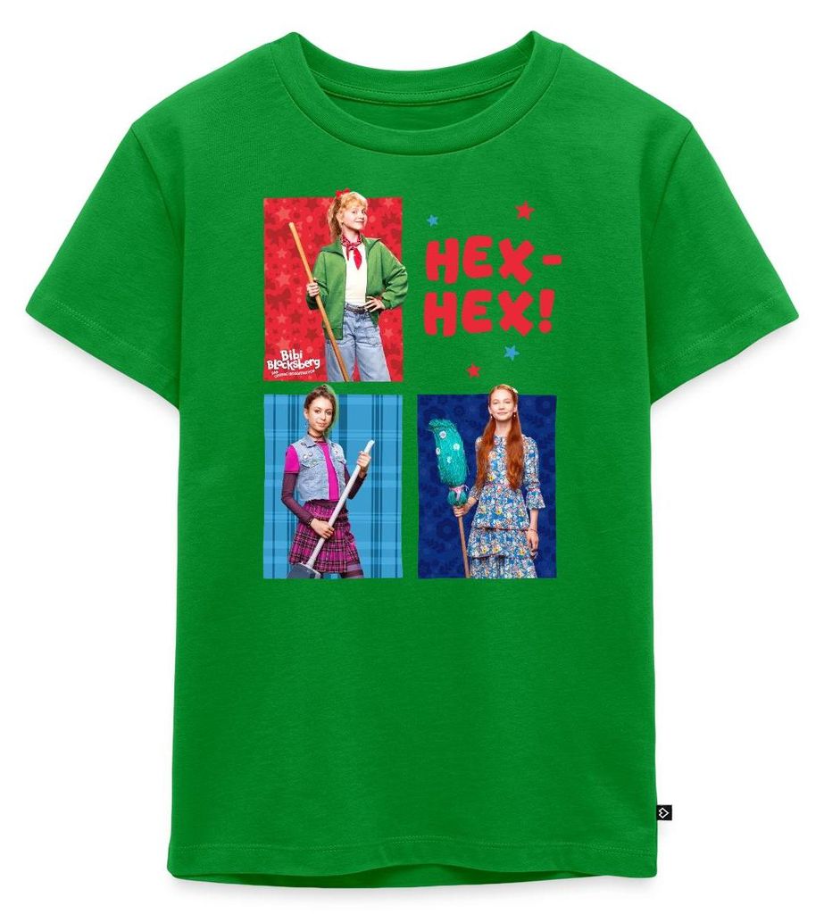 Spreadshirt Bibi Blocksberg Film Bibi Mit Freundinnen Hex-Hex! Kinder Premium T-Shirt, 122/128 (6 Jahre), Grün
