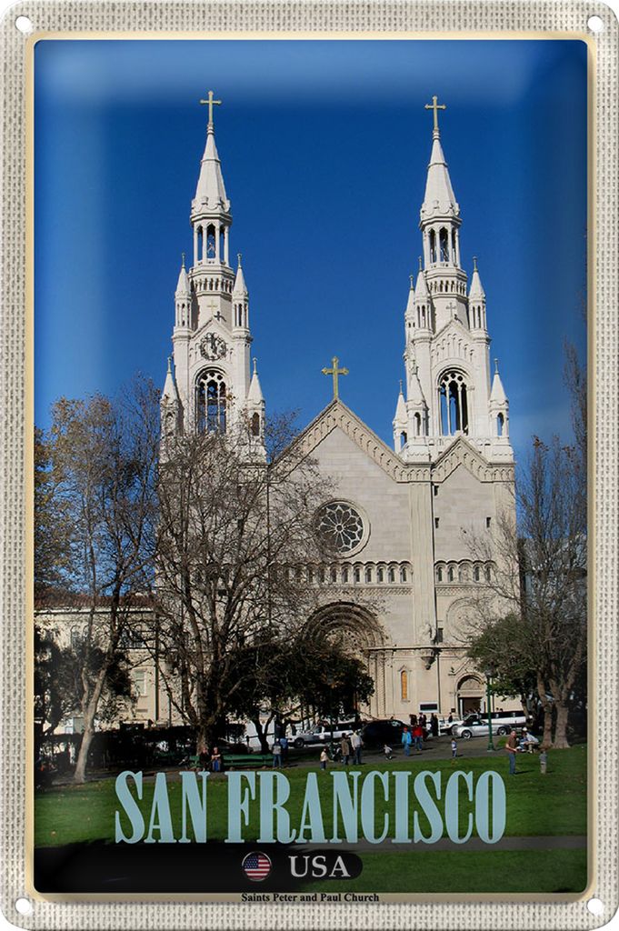 Blechschild Reise 18x12cm San Francisco Saints Peter and Paul Church
