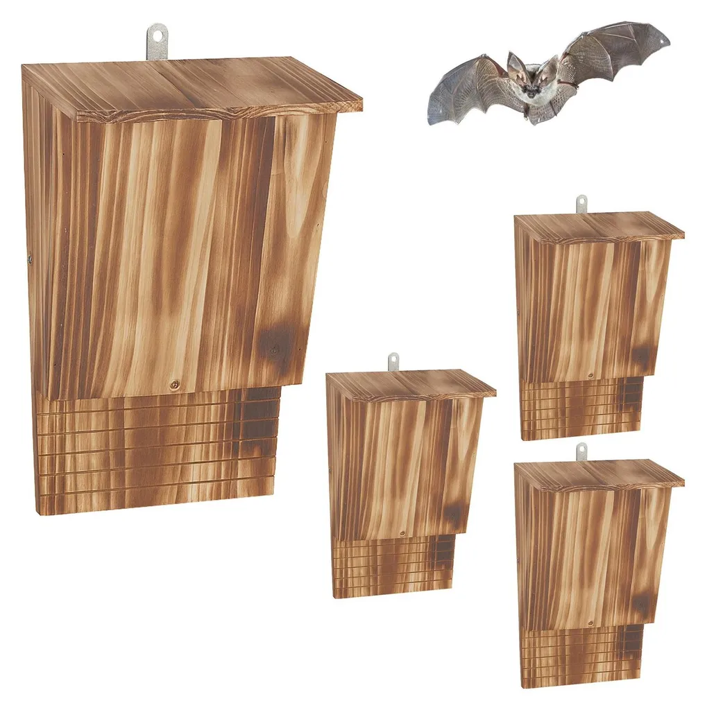 Boîte à chauves-souris en bois : solution anti-moustique - Lot de 4