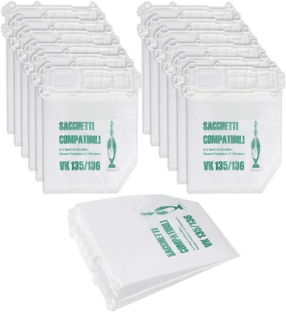 12 Staubsaugerbeutel geeignet für VK135 VK136
