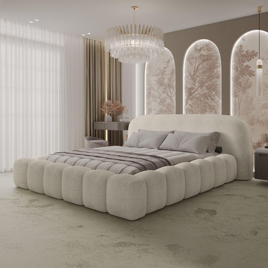 YOURHOUSE24 Polsterbett Orlando Bouclé mit Stauraum (Farbe: quelle 03, Größe: 160x200 cm)