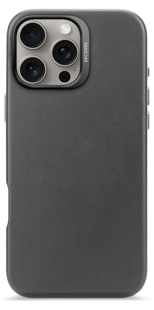 A back view of a black iPhone case with a camera cutout.